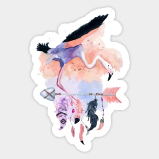 Landing Flamingo – Boho Style Sticker